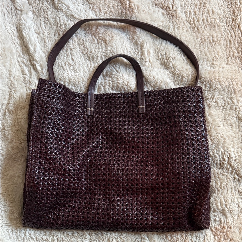 Clare V - Woven Tote Bag - Burgundy